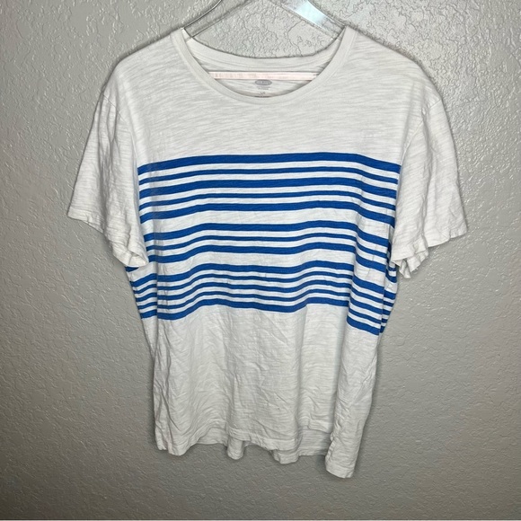 Old Navy White T Shirt W/Blue Stripes - Picture 2 of 6